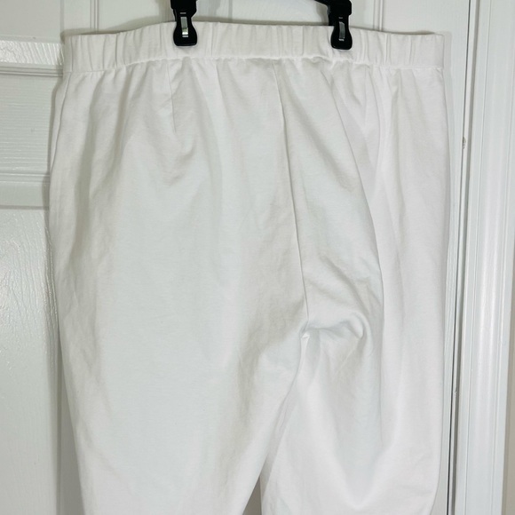 EILEEN FISHER White Organic Cotton Elastic Waist Knit Pants - LARGE - Picture 9 of 10